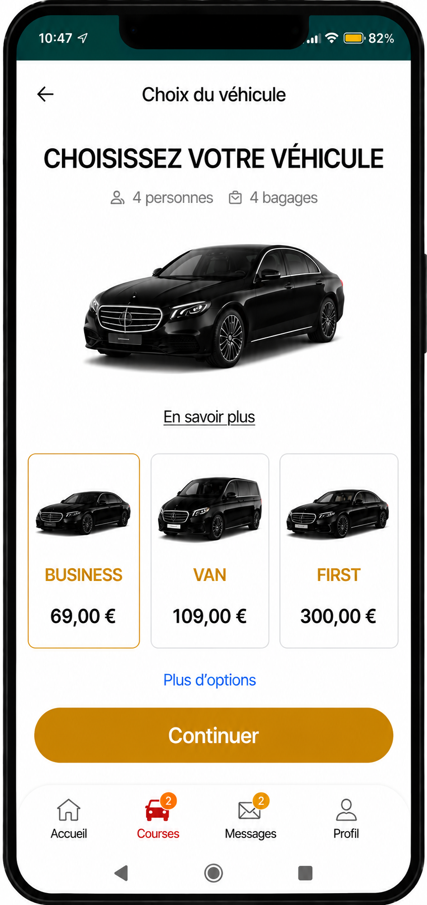 Application Chauffeur Service pour réserver un chauffeur privé VTC à Paris